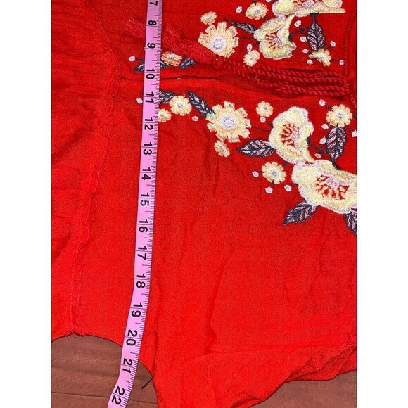 Free People Spell On You Poppy Red Floral Embroidered Peasant Dress Small Boho B - Picture 7 of 9